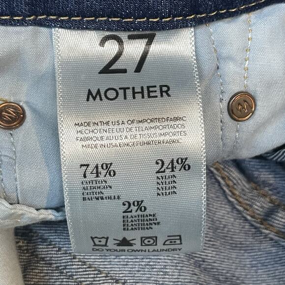 Mother Jeans Womens 27 Blue The Looker Ankle Fray Skinny Denim USA Low Rise - Picture 3 of 13